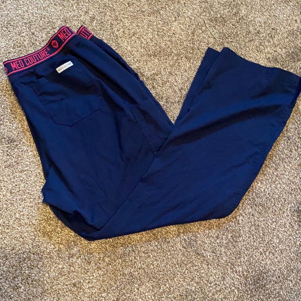Med couture scrub pants size L navy blue 28inch inseam